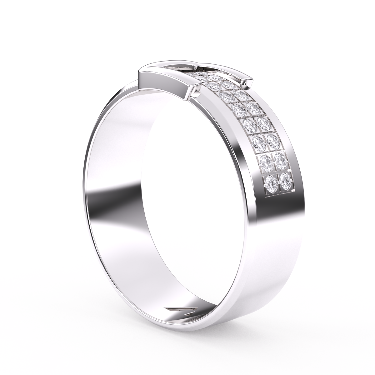 Colorless Diamond Buckle Ring for Men
